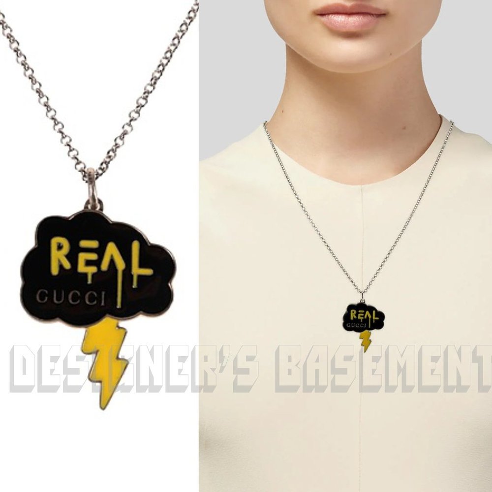 GUCCI Sterling Silver REAL & GG Ghost THUNDERBOLT Cloud Trouble Andrew necklace